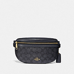 COACH F39937 Belt Bag In Signature Canvas GD/CHARCOAL MIDNIGHT NAVY