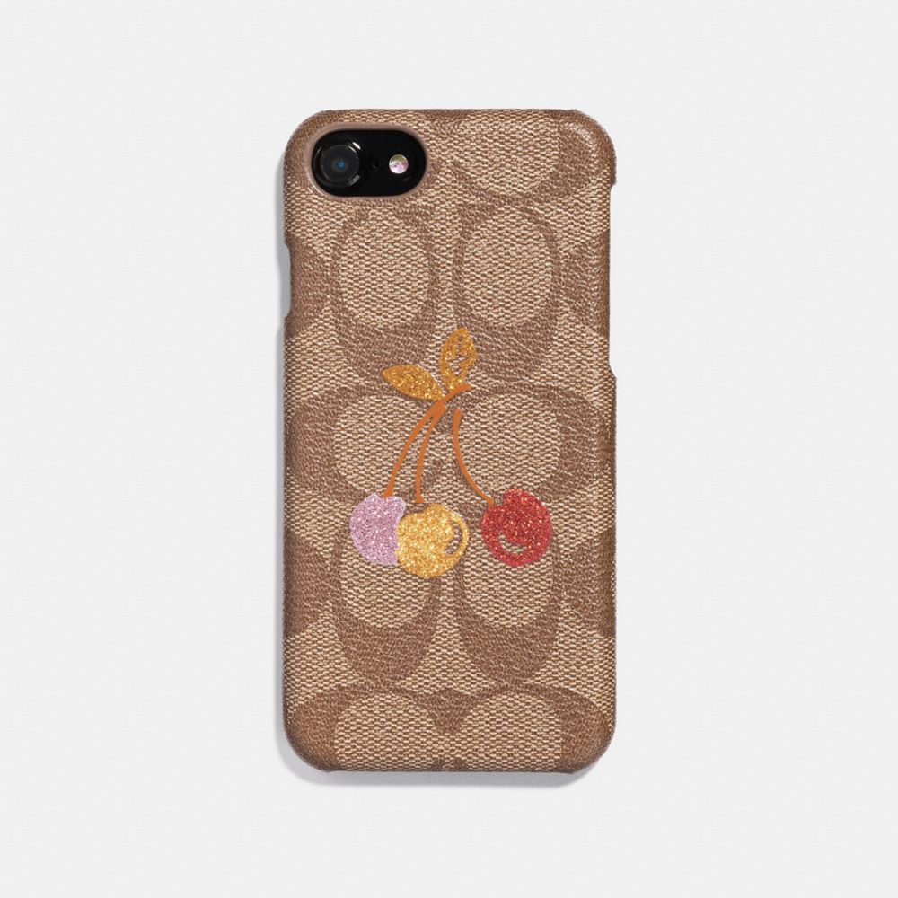 COACH F39954 - IPHONE 6S/7/8 CASE IN SIGNATURE CANVAS WITH CHERRY PRINT KHAKI MULTI