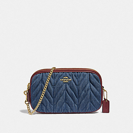 COACH CROSSBODY POUCH WITH QUILTING - DENIM/LIGHT GOLD - F39968