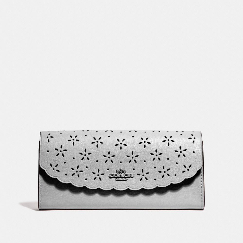 COACH SLIM ENVELOPE WALLET - METALLIC SILVER/CORNFLOWER/SILVER - F39997