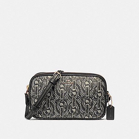 COACH F40112 CROSSBODY POUCH WITH CHAIN PRINT BLACK/LIGHT-GOLD