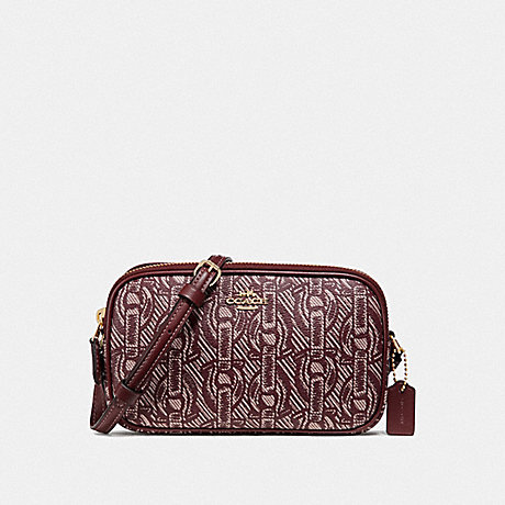 COACH F40112 CROSSBODY POUCH WITH CHAIN PRINT CLARET/LIGHT-GOLD