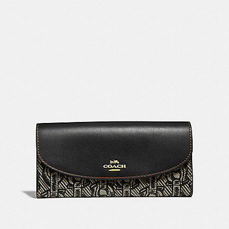 COACH SLIM ENVELOPE WALLET WITH CHAIN PRINT - BLACK/LIGHT GOLD - F40116