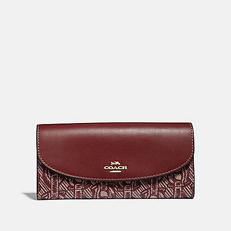 COACH F40116 SLIM ENVELOPE WALLET WITH CHAIN PRINT CLARET/LIGHT-GOLD