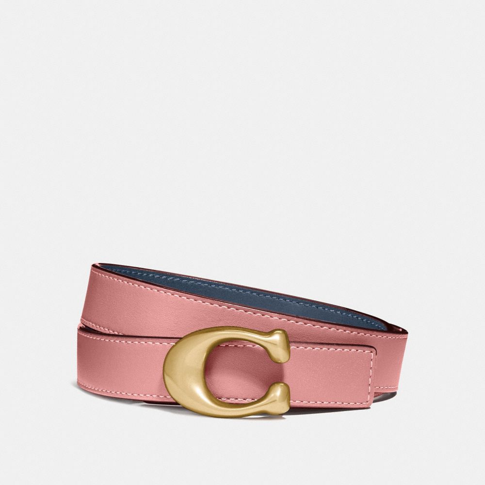 SIGNATURE BUCKLE REVERSIBLE BELT, 25MM - F40119 - NI/DENIM LIGHT BLUSH