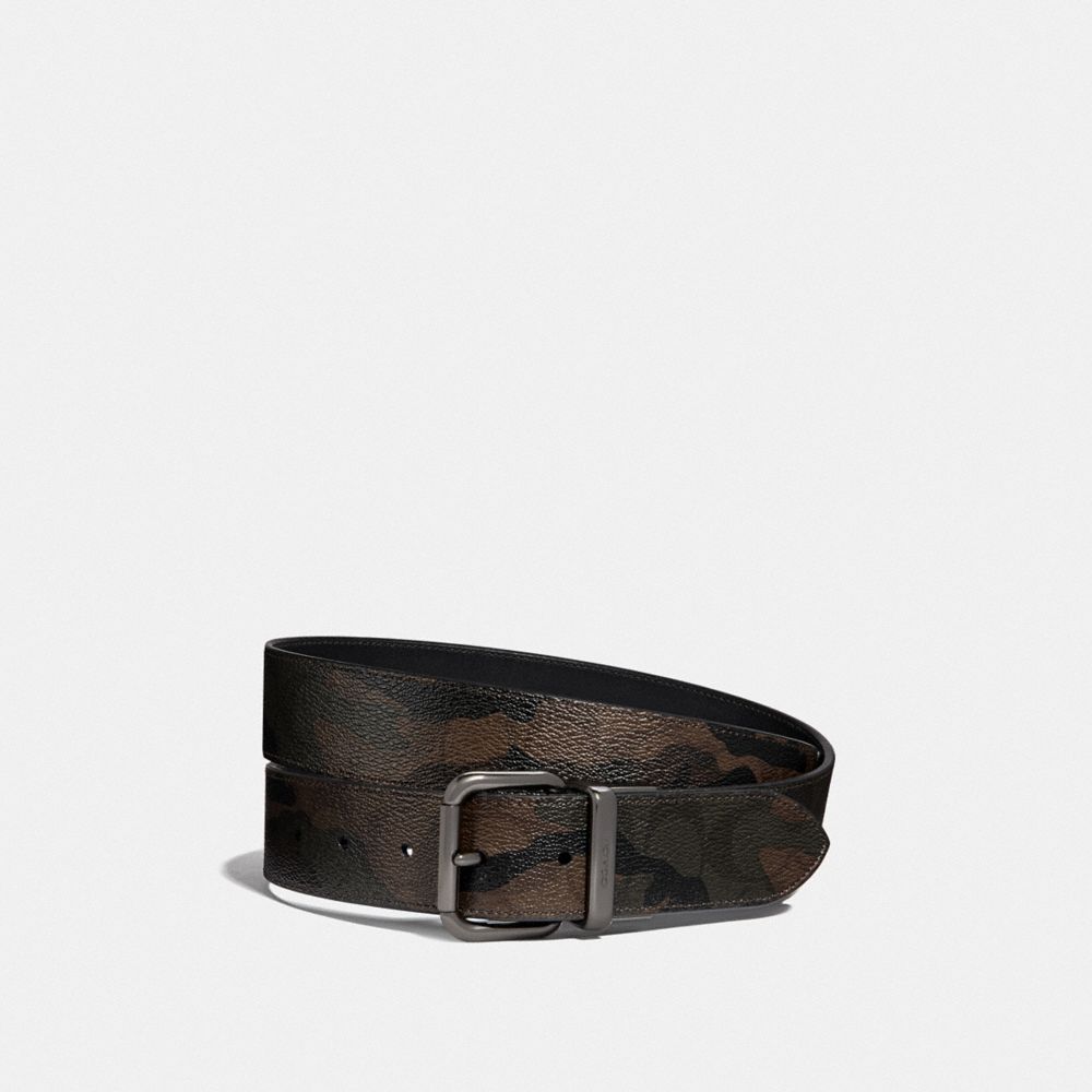 DAPPED COACH ROLLER CUT-TO-SIZE REVERSIBLE BELT IN SIGNATURE CANVAS WITH HALFTONE CAMO PRINT - GREEN MULTI/BLACK ANTIQUE NICKEL - COACH F40361