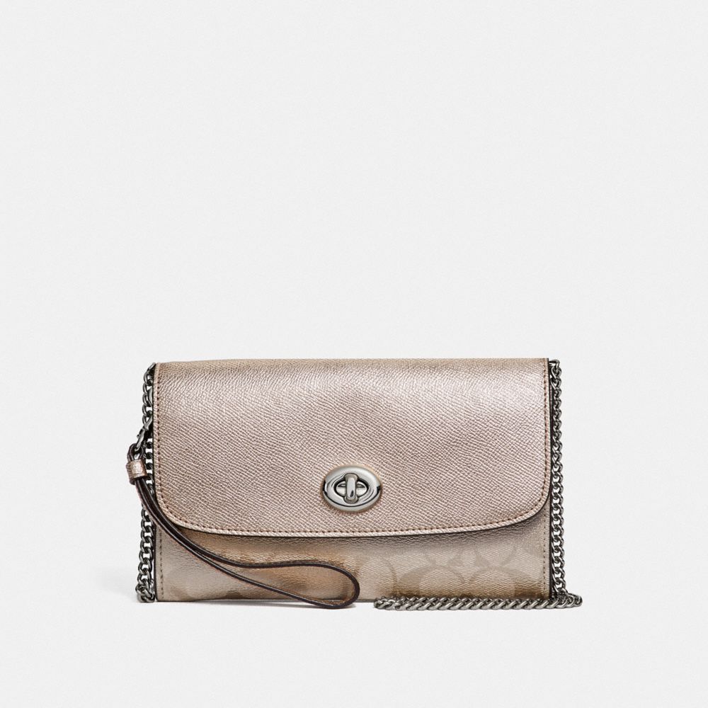 CHAIN CROSSBODY IN SIGNATURE CANVAS - PLATINUM/SILVER - COACH F40645