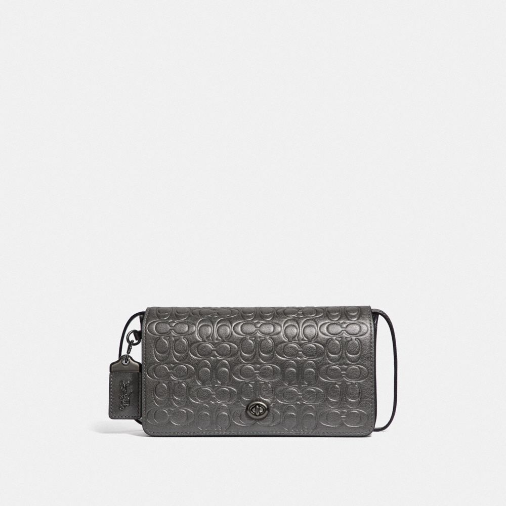 COACH F40649 Dinky In Signature Leather METALLIC GRAPHITE/PEWTER