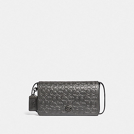 COACH F40649 DINKY IN SIGNATURE LEATHER METALLIC GRAPHITE/PEWTER