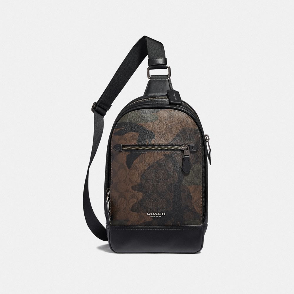 GRAHAM PACK IN SIGNATURE CANVAS WITH CAMO PRINT - F40651 - GREEN MULTI/BLACK ANTIQUE NICKEL