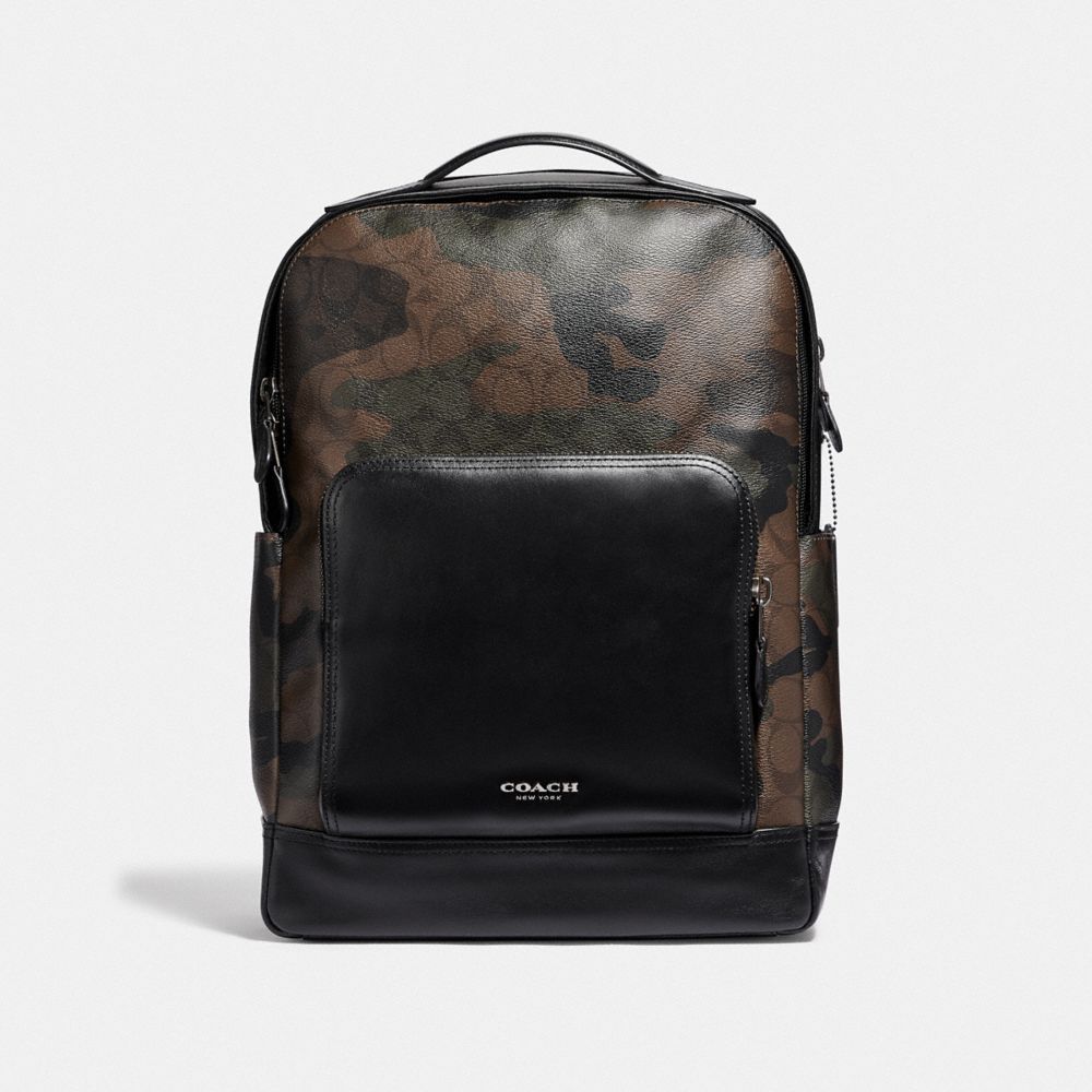 GRAHAM BACKPACK IN SIGNATURE CANVAS WITH CAMO PRINT - F40652 - GREEN MULTI/BLACK ANTIQUE NICKEL