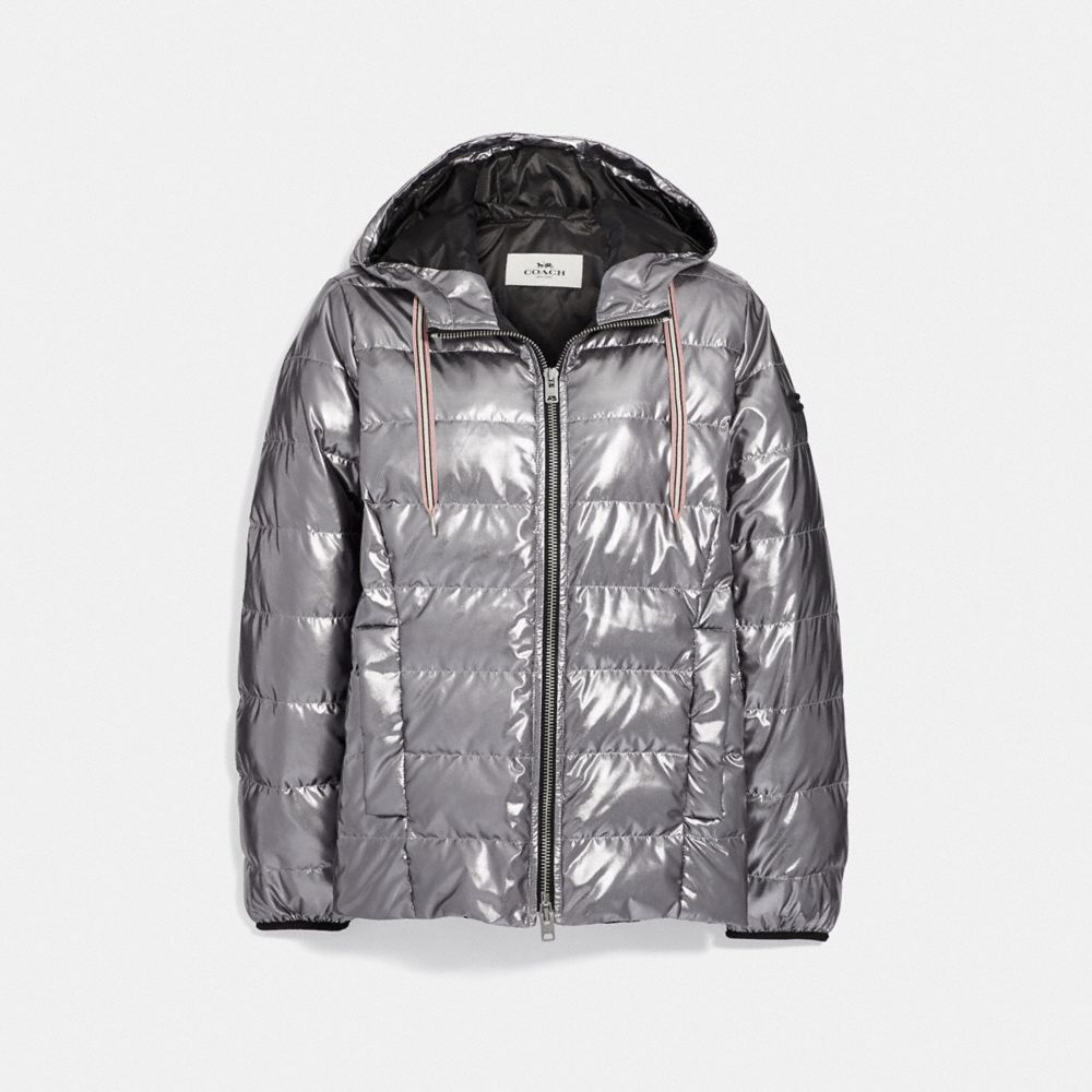 COACH F40661 METALLIC LIGHTWEIGHT PUFFER GUNMETAL