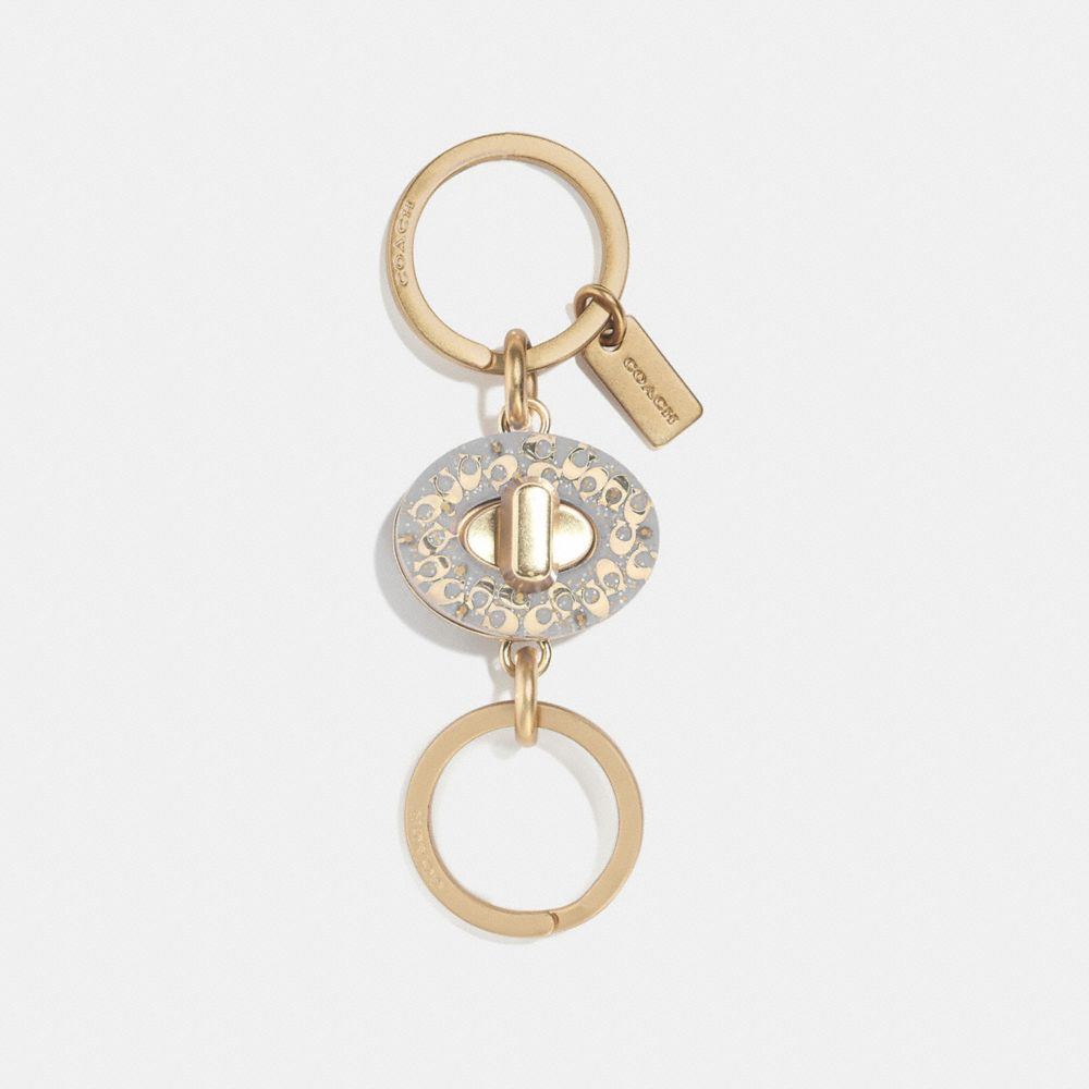 COACH F40682 SIGNATURE TURNLOCK VALET KEY RING CHALK/GOLD