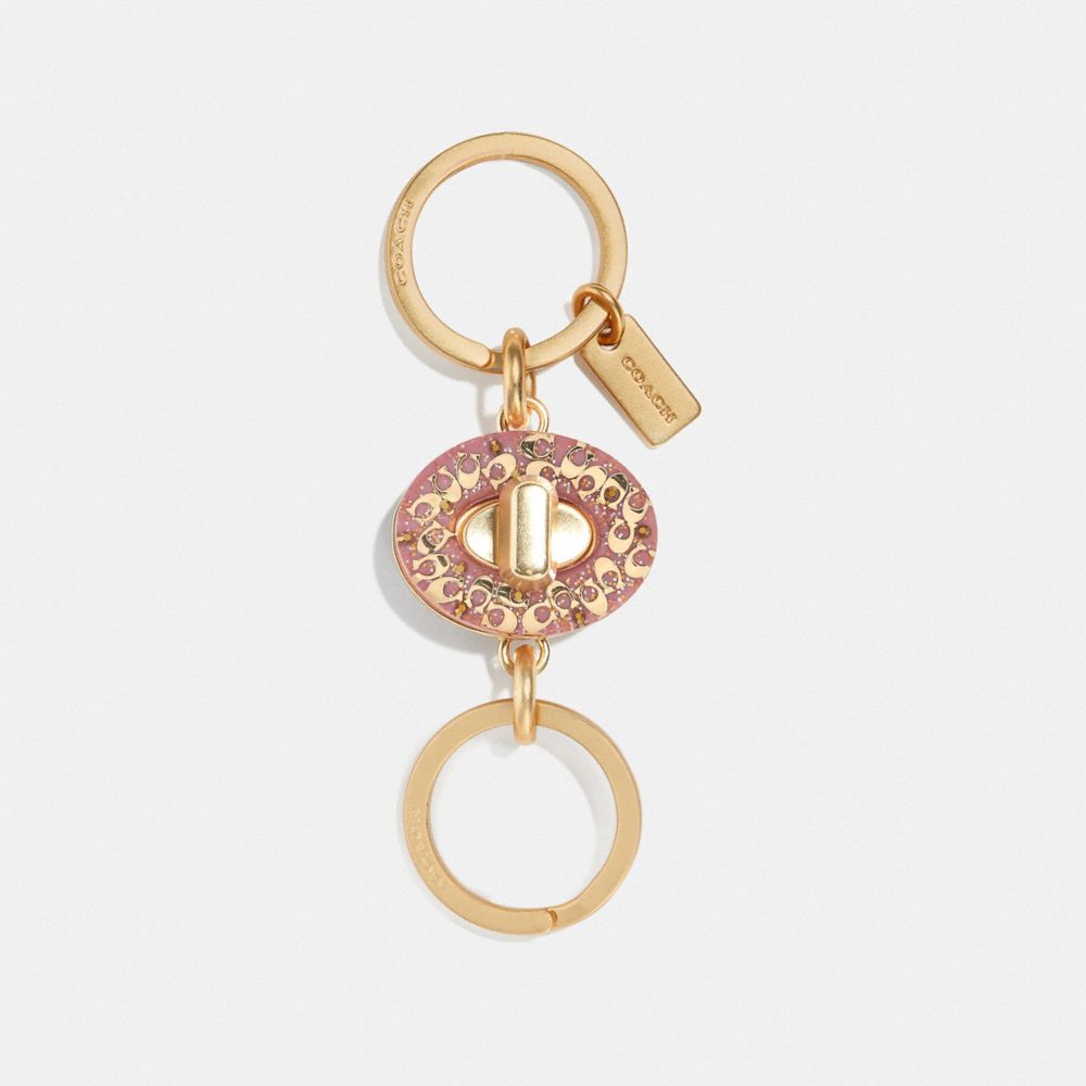 COACH F40682 Signature Turnlock Valet Key Ring PETAL/GOLD