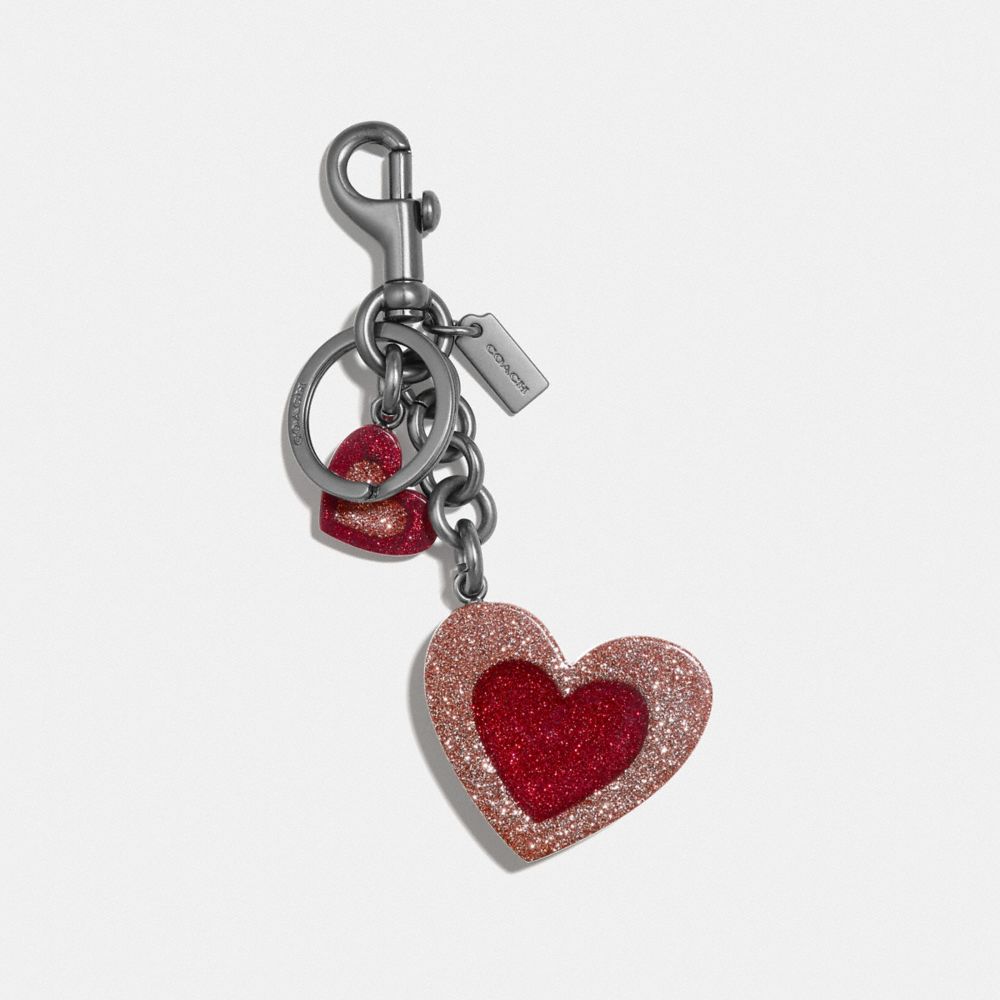 COACH F40683 Heart Mix Bag Charm PINK/BLACK