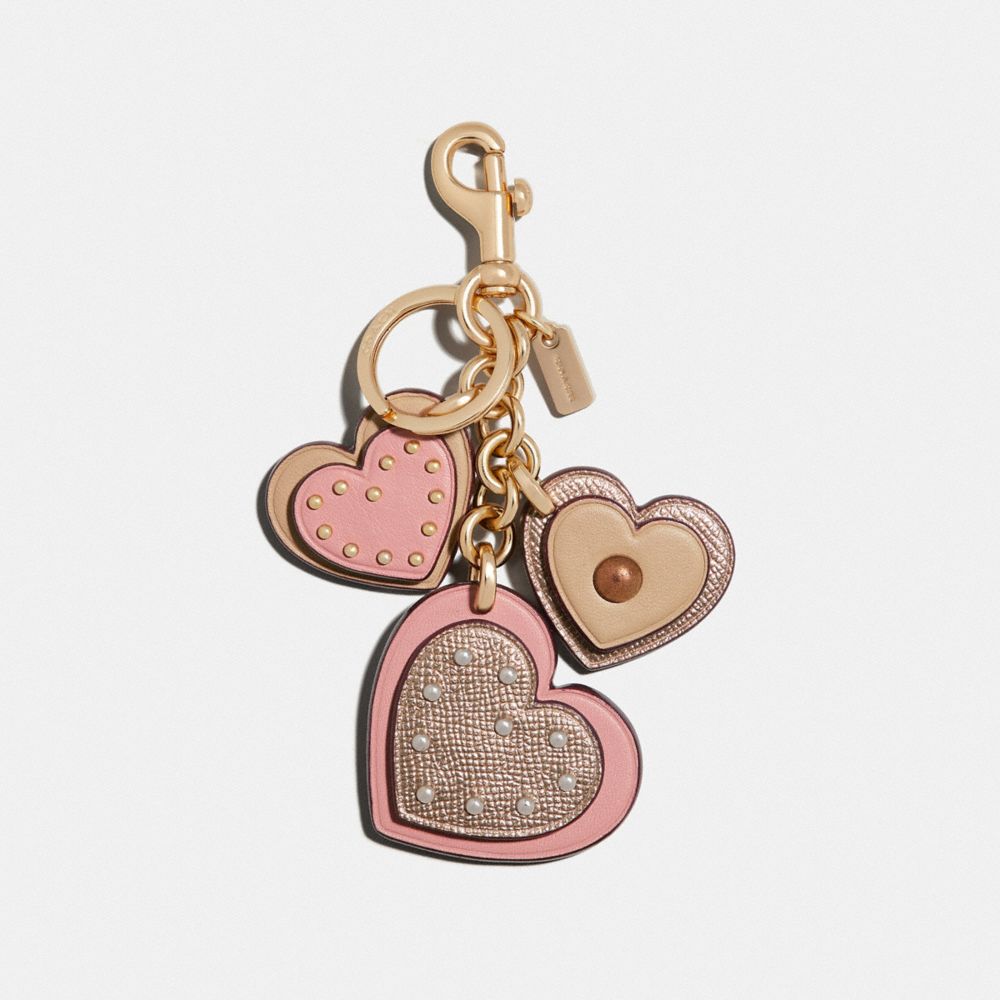 COACH F40696 - STUDDED HEART APPLIQUE BAG CHARM PETAL/GOLD