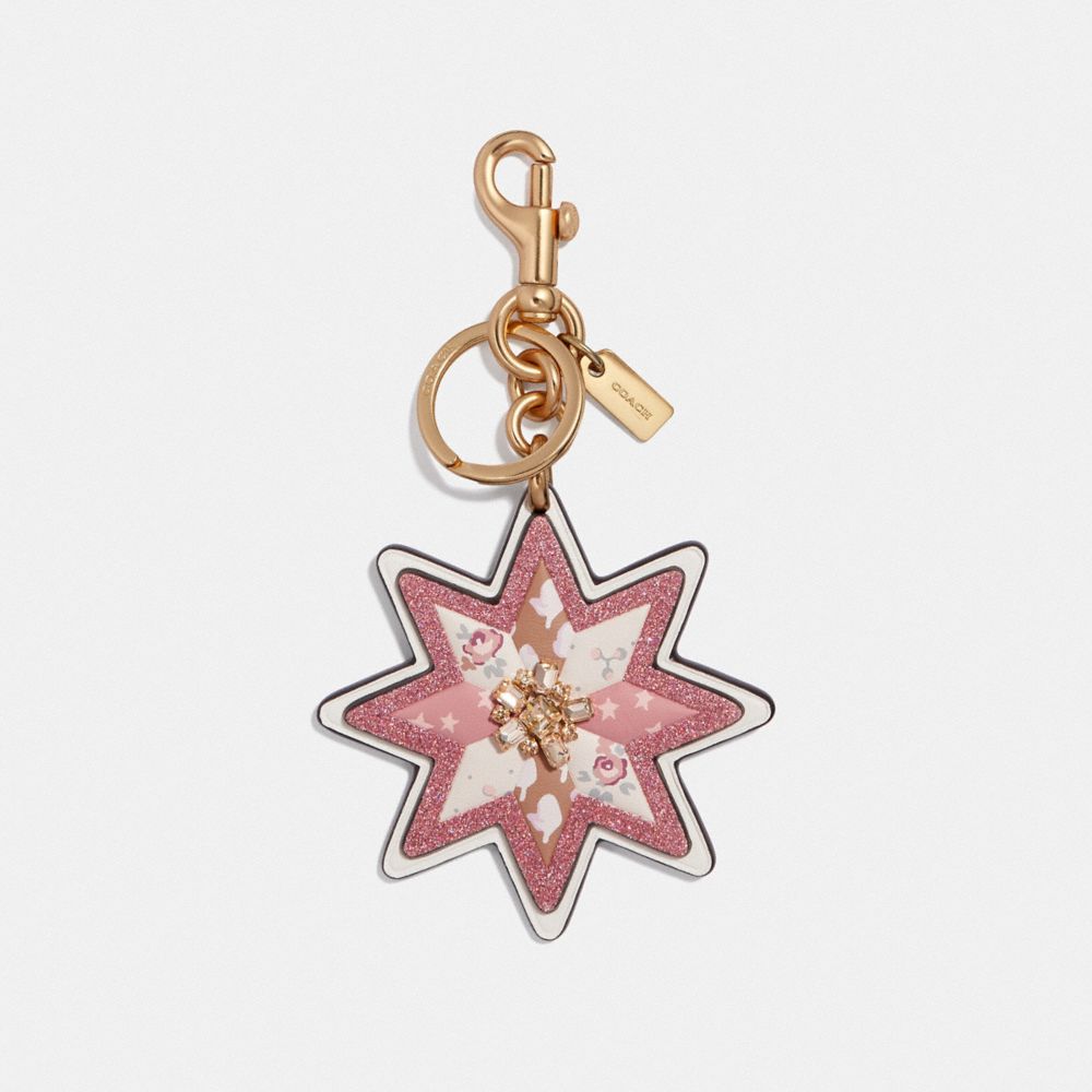MIXED PATCHWORK STAR BAG CHARM - F40702 - CHALK/GOLD