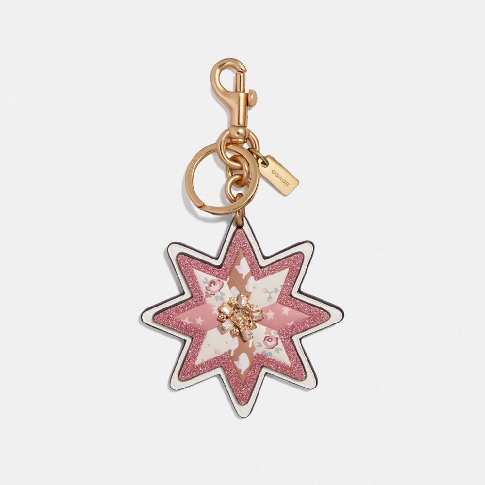 COACH F40702 - MIXED PATCHWORK STAR BAG CHARM CHALK/GOLD