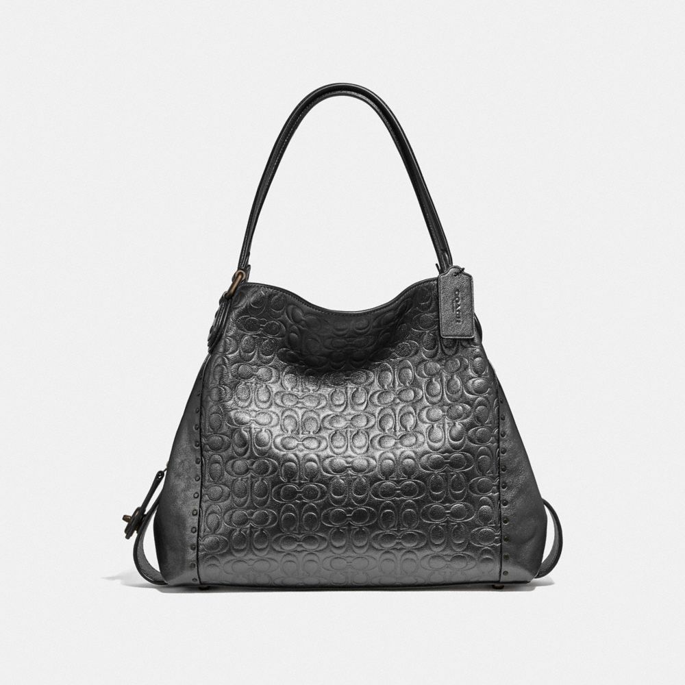 COACH EDIE SHOULDER BAG 31 IN SIGNATURE LEATHER - V5/METALLIC GRAPHITE - F40727