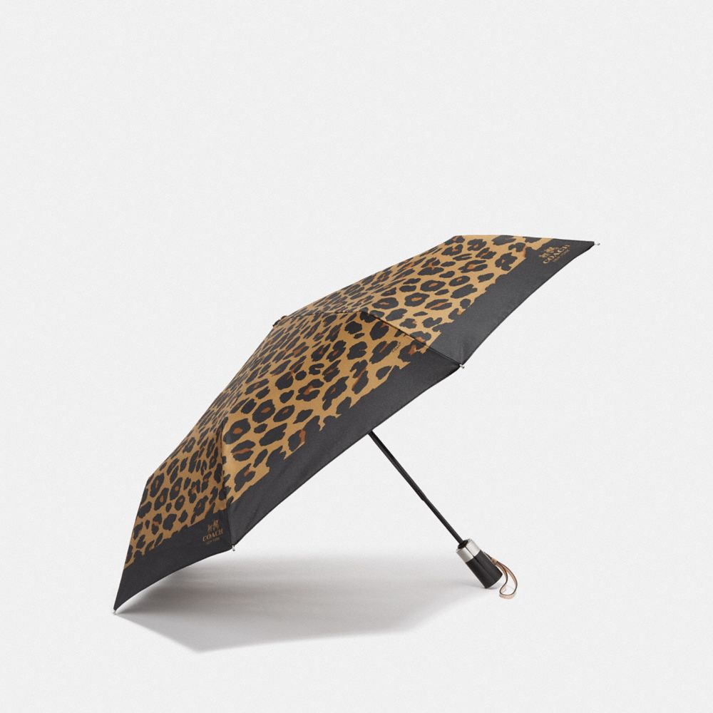 UMBRELLA WITH LEOPARD PRINT - MULTICOLOR/SILVER - COACH F41031