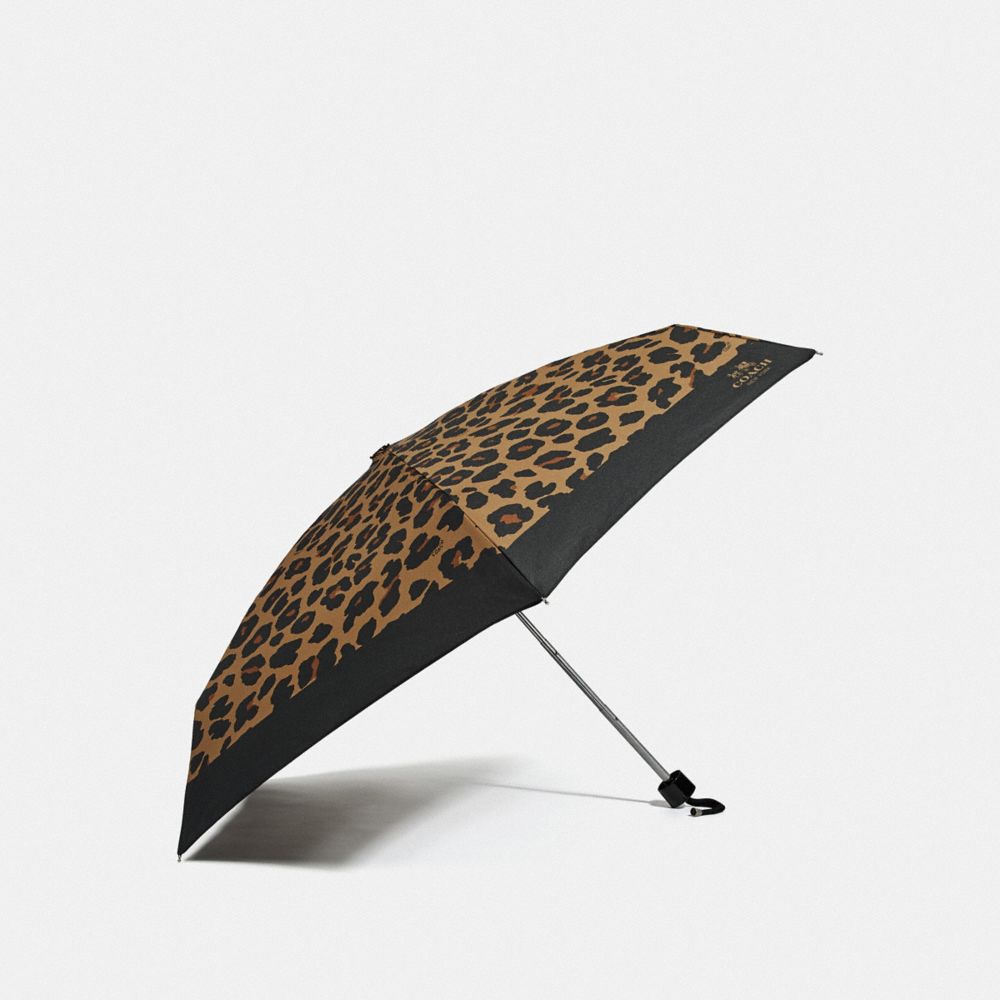 COACH F41064 Mini Umbrella With Leopard Print MULTICOLOR/SILVER