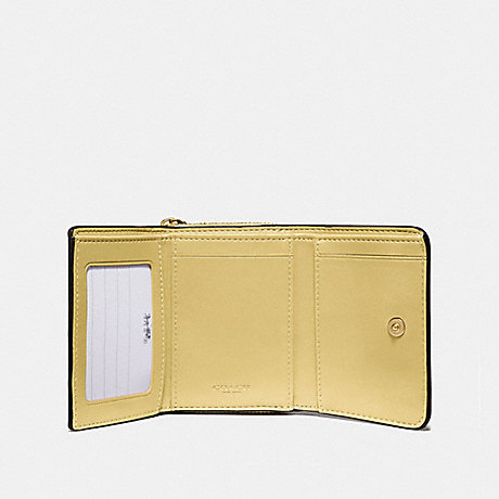 COACH F41302 SMALL TRIFOLD WALLET IN SIGNATURE CANVAS KHAKI/SUNFLOWER/IMITATION GOLD