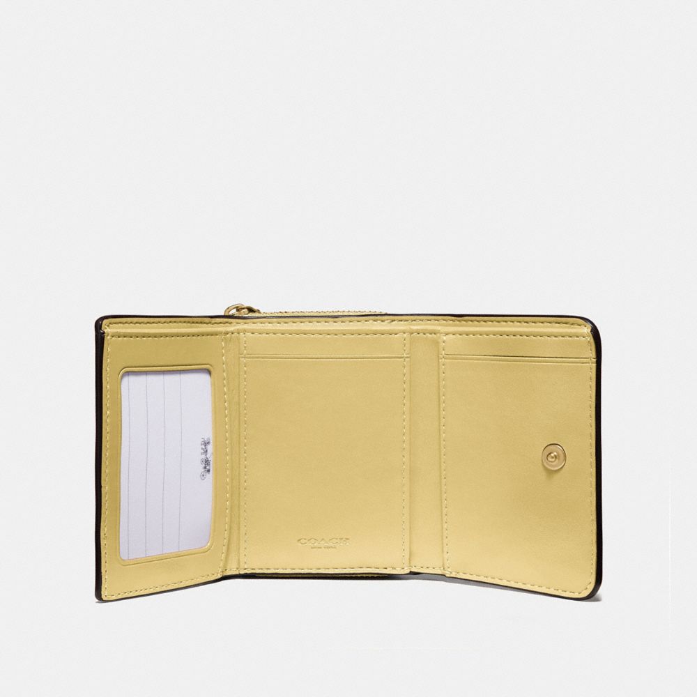 COACH F41302 SMALL TRIFOLD WALLET IN SIGNATURE CANVAS KHAKI/SUNFLOWER/IMITATION GOLD
