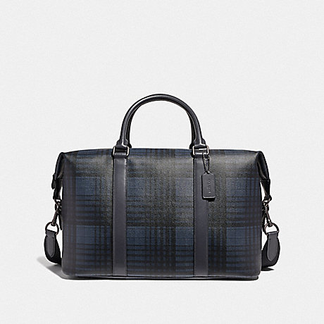 COACH F41312 VOYAGER BAG WITH TWILL PLAID PRINT MIDNIGHT NAVY MULTI/BLACK ANTIQUE NICKEL