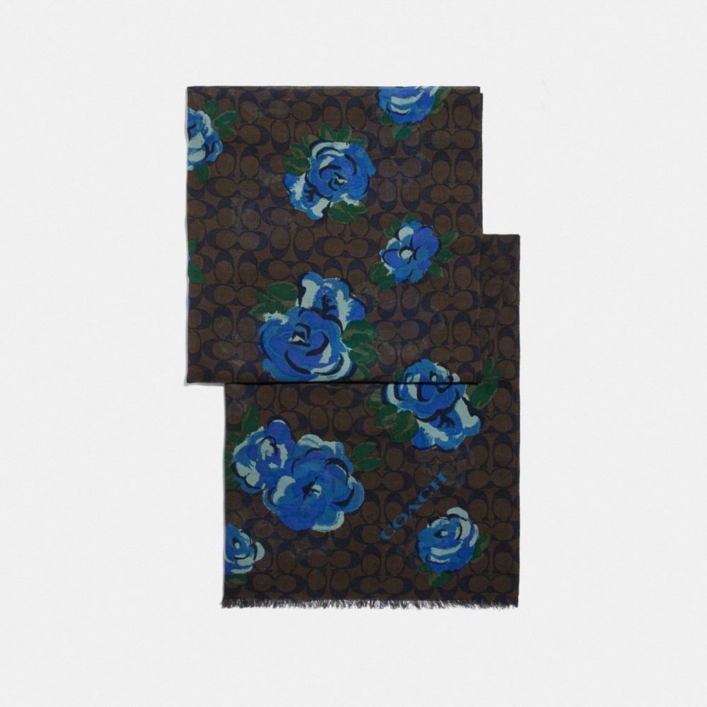 SIGNATURE JUMBO FLORAL PRINT OBLONG SCARF - F41318 - CHESTNUT