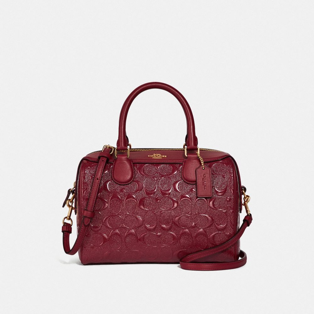 MINI BENNETT SATCHEL IN SIGNATURE LEATHER - F41343 - CHERRY /IMITATION GOLD