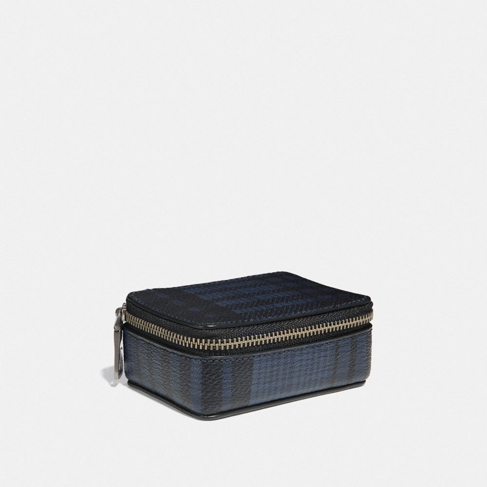 PILL BOX WITH TWILL PLAID PRINT - F41377 - MIDNIGHT NAVY MULTI/BLACK ANTIQUE NICKEL