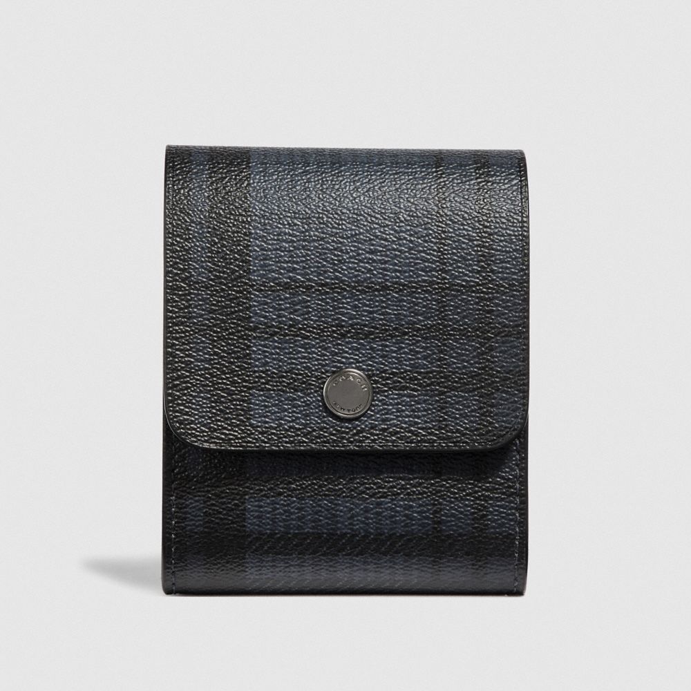 GROOMING KIT WITH TWILL PLAID PRINT - MIDNIGHT NAVY MULTI/BLACK ANTIQUE NICKEL - COACH F41378
