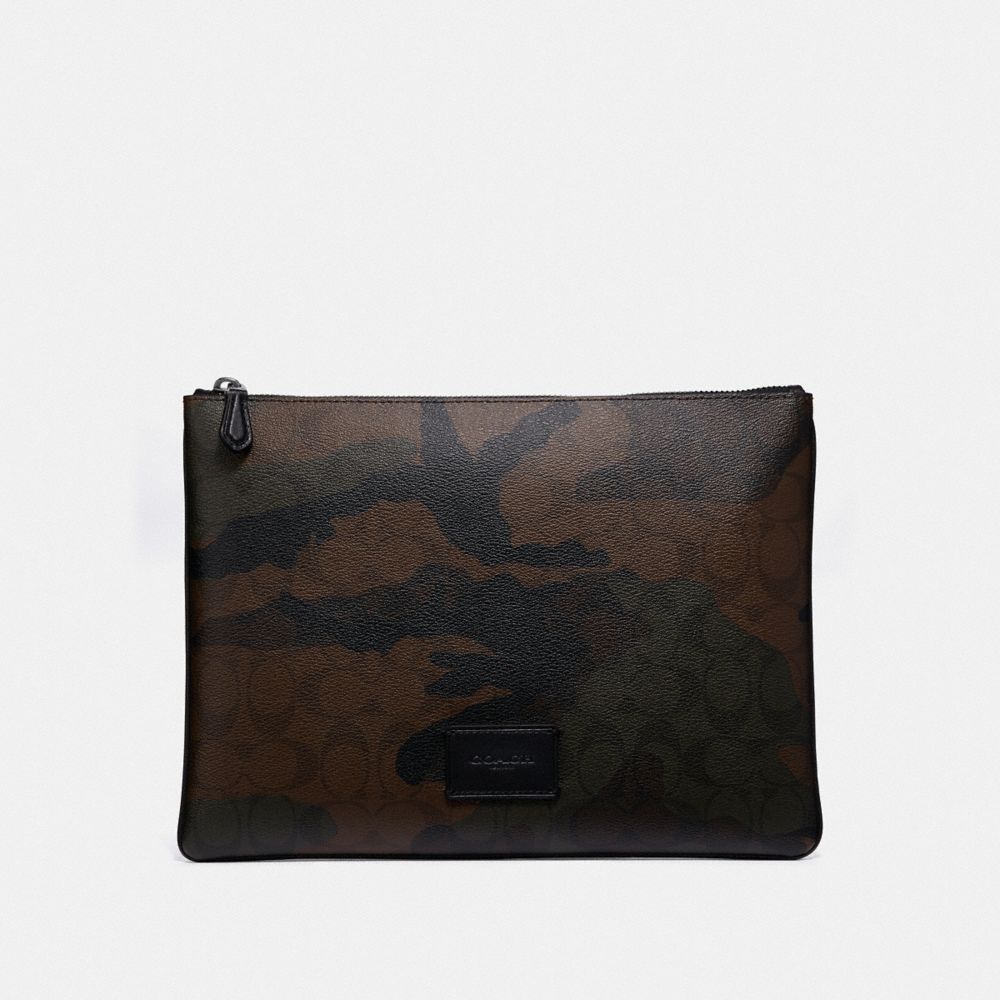 COACH F41379 LARGE POUCH IN SIGNATURE CANVAS WITH HALFTONE CAMO PRINT GREEN MULTI/BLACK ANTIQUE NICKEL