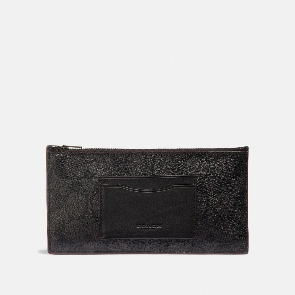 ZIP PHONE WALLET IN SIGNATURE CANVAS - BLACK/BLACK/OXBLOOD - COACH F41383