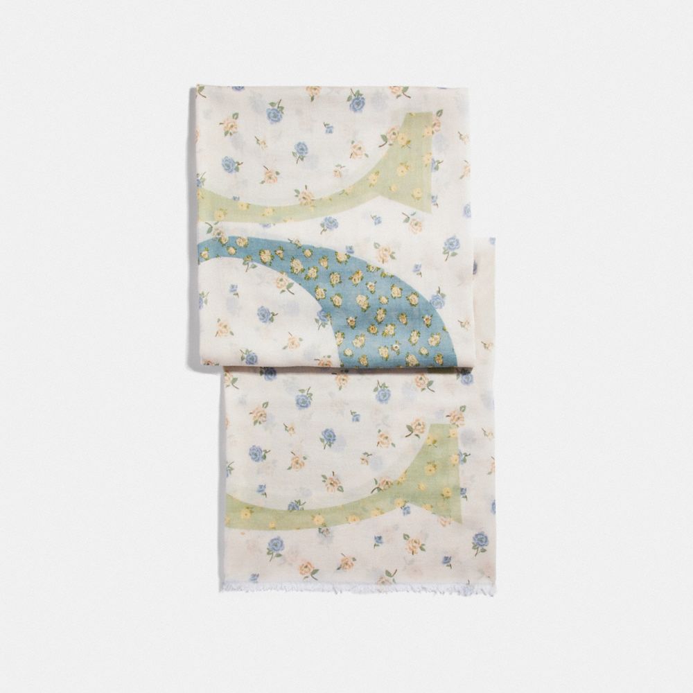 SIGNATURE FLORAL PRINT SHAWL - F41410 - CHALK