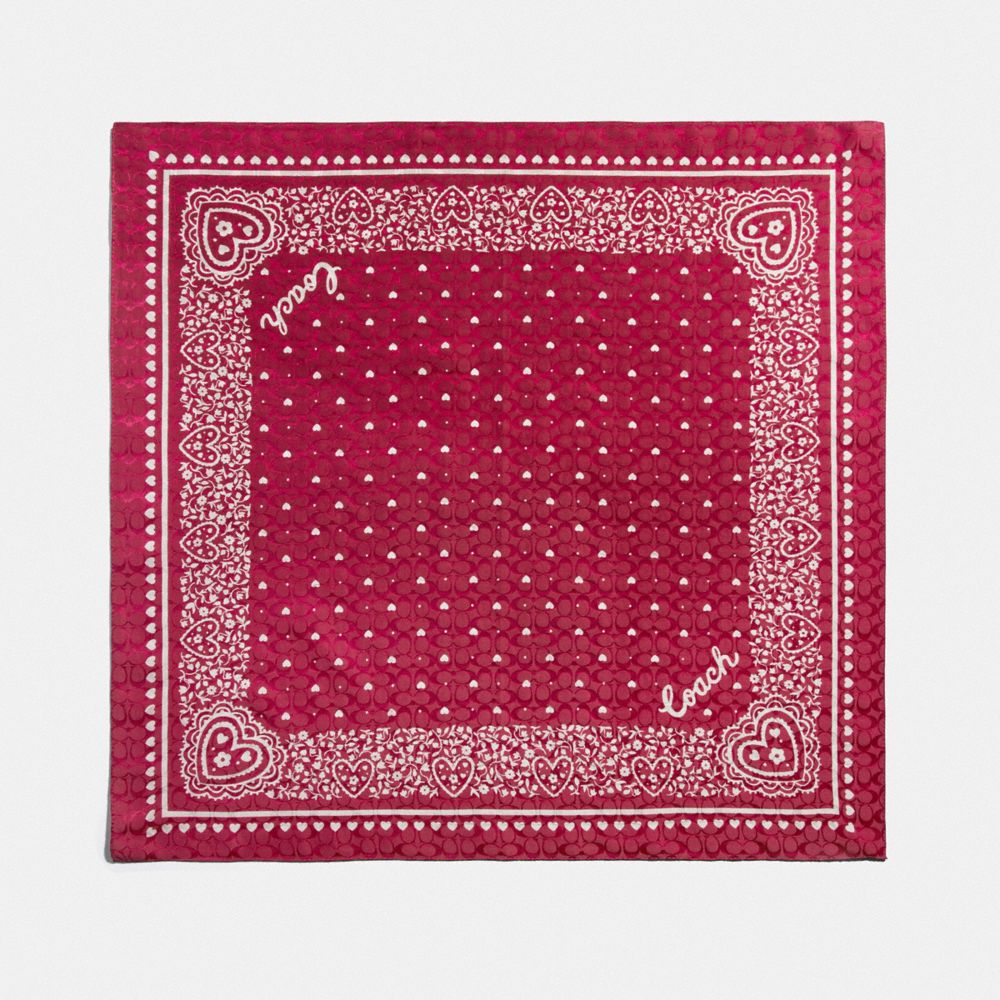 COACH LACE HEART PRINT BANDANA - TRUE RED - F41470