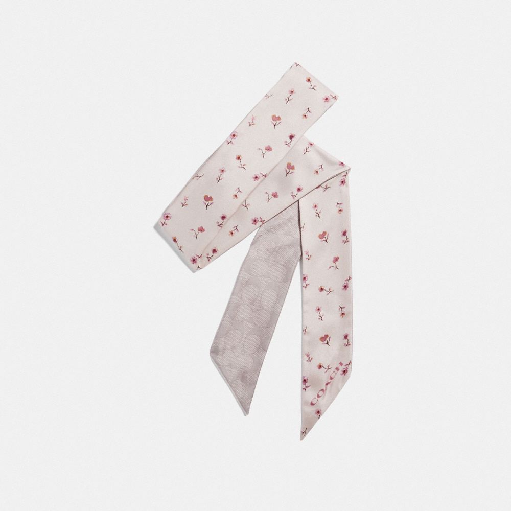 COACH F41472 Vintage Prairie Print Skinny Scarf CHALK