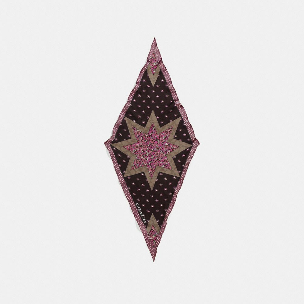 COACH F41501 Star Patchwork Silk Diamond Scarf RASPBERRY