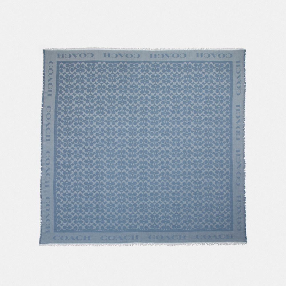 COACH F41814 Signature Jacquard Oversized Square Scarf DENIM