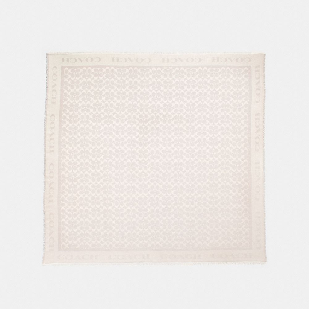 COACH F41814 - SIGNATURE JACQUARD OVERSIZED SQUARE SCARF OATMEAL