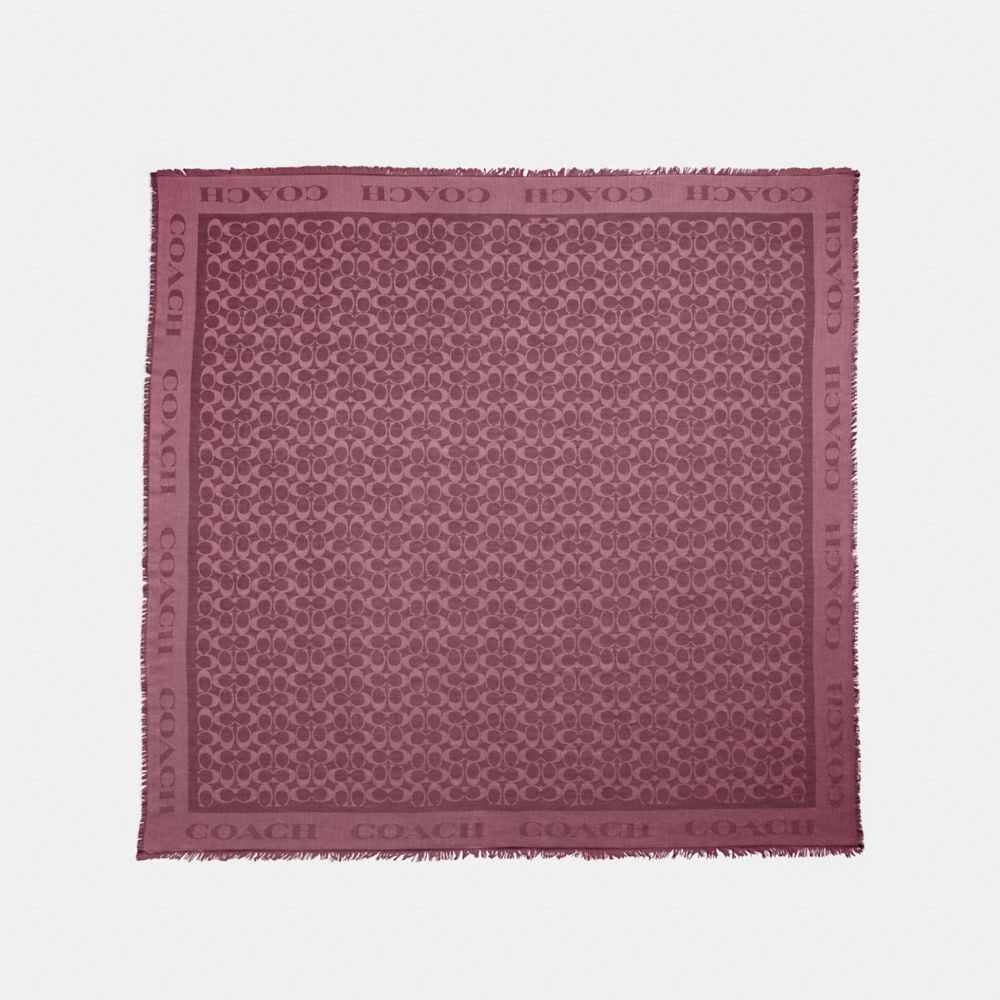 SIGNATURE JACQUARD OVERSIZED SQUARE SCARF - WINE - COACH F41814