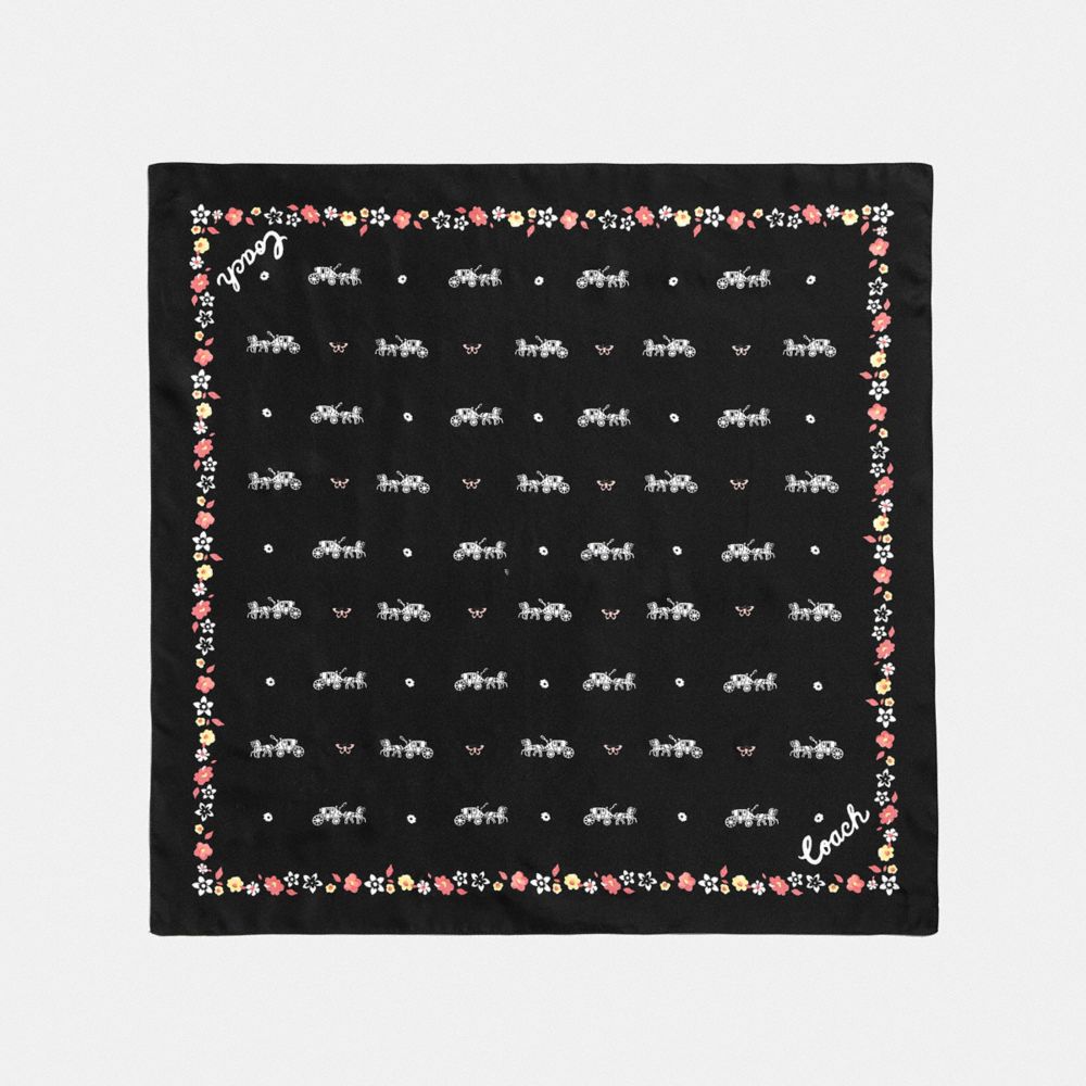 HORSE AND CARRIAGE SILK BANDANA - F41815 - BLACK