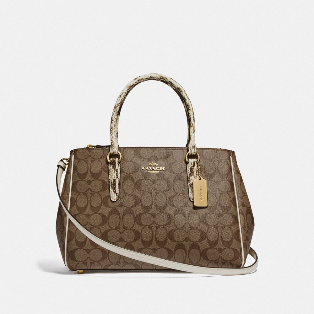 COACH LARGE SURREY CARRYALL IN SIGNATURE CANVAS - KHAKI MULTI /IMITATION GOLD - F44956