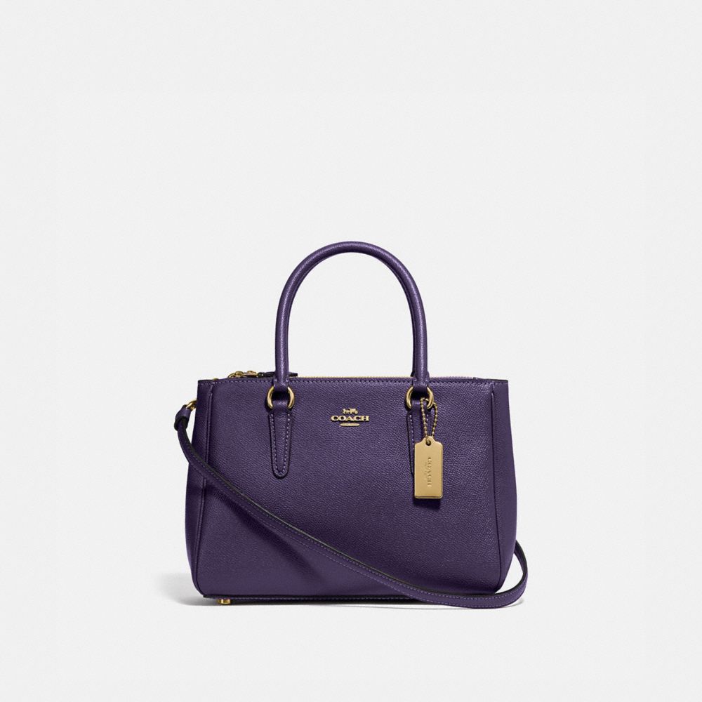 COACH MINI SURREY CARRYALL - DARK PURPLE/IMITATION GOLD - F44962