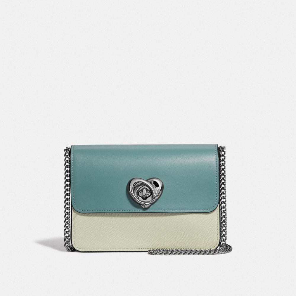 COACH BOWERY CROSSBODY IN COLORBLOCK WITH HEART TURNLOCK - GREEN MULTI/SILVER - F44963