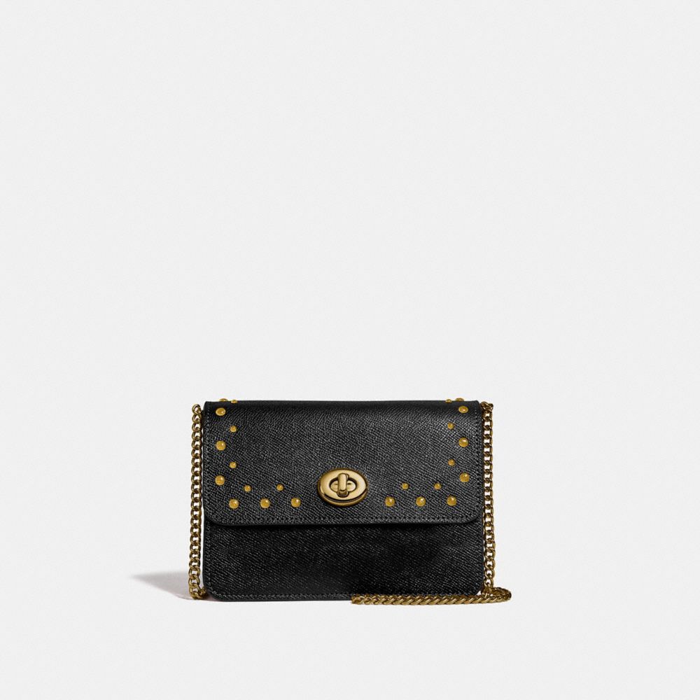 COACH F44964 - BOWERY CROSSBODY WITH STUDS BLACK/IMITATION GOLD