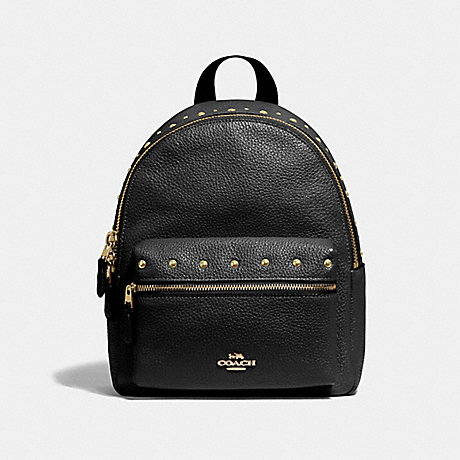 COACH MINI CHARLIE BACKPACK WITH STUDS - BLACK/IMITATION GOLD - F45070