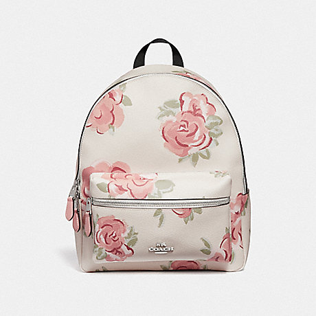 COACH F45313 CHARLIE BACKPACK WITH JUMBO FLORAL PRINT CHALK/PETAL MULTI/SILVER
