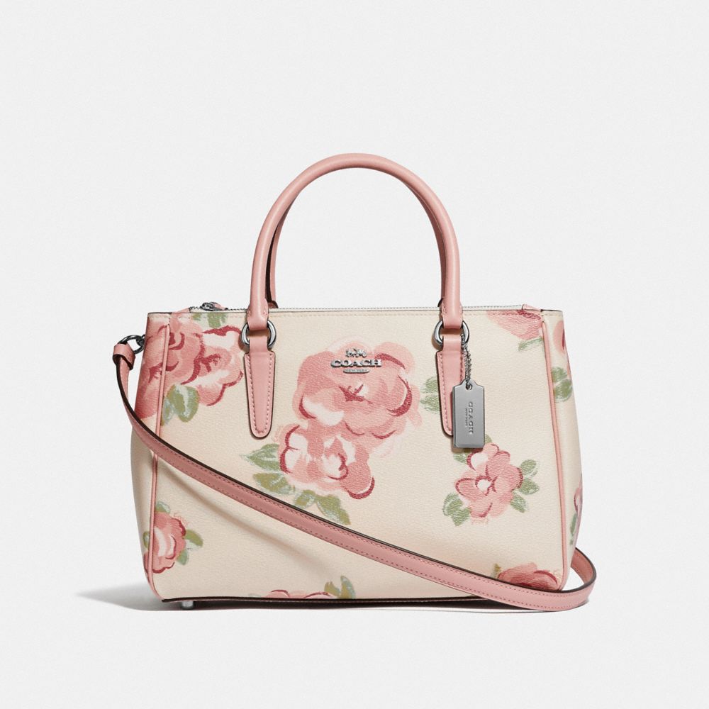 COACH F45316 - SURREY CARRYALL WITH JUMBO FLORAL PRINT CHALK/PETAL MULTI/SILVER