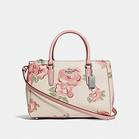COACH F45316 SURREY CARRYALL WITH JUMBO FLORAL PRINT CHALK/PETAL-MULTI/SILVER